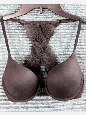 Victoria's Secret Body By Victoria Front Clasp Lace Racerback Bra Size 32D